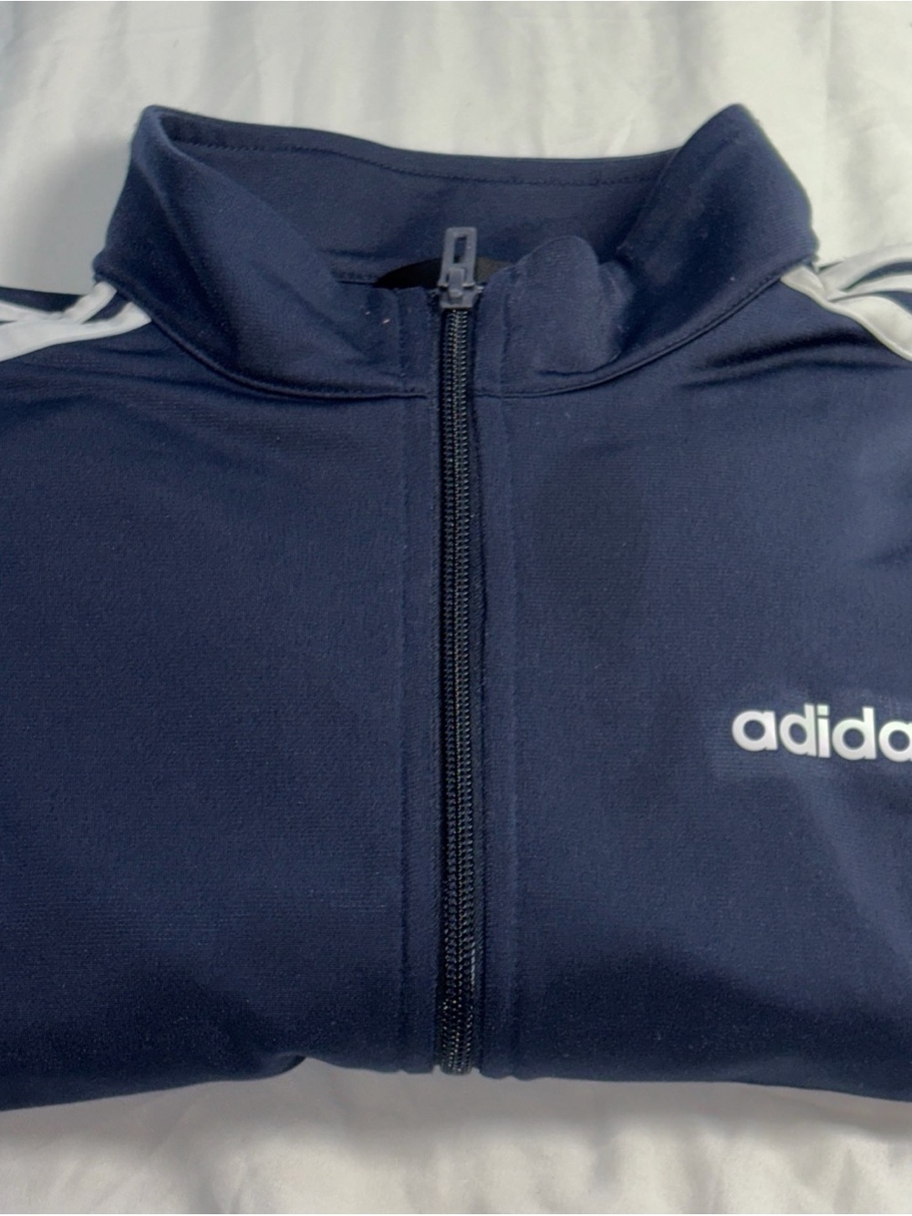 adidas Kids Navy Blue Zip-Front Track Jacket with White Logo